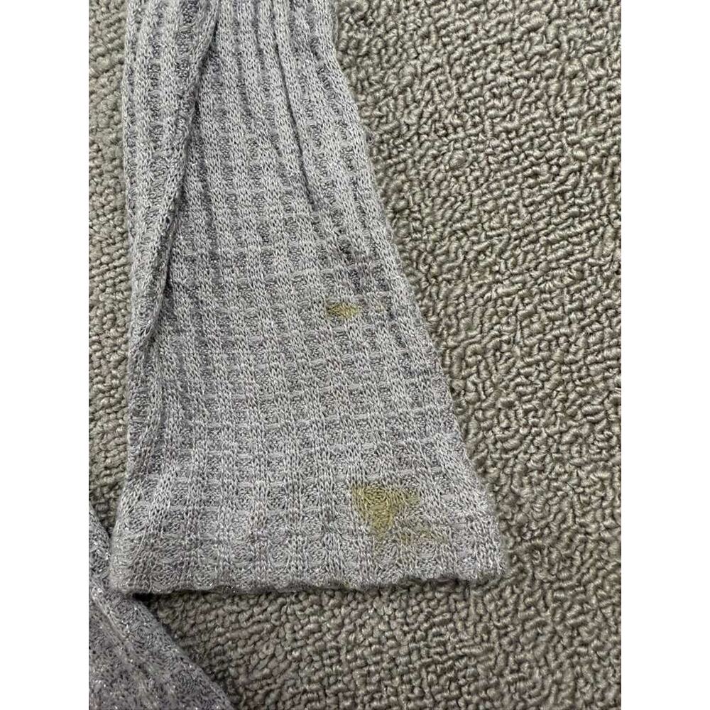 Juicy Couture Knit Top Women L Gray V Neck Long Sleeve Waffle Knit Pullover - Picture 7 of 9